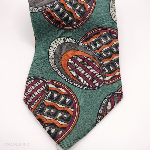 Robert Talbott Tie Best of Class for Nordstrom All Silk Green Geometric Necktie - Picture 3 of 9